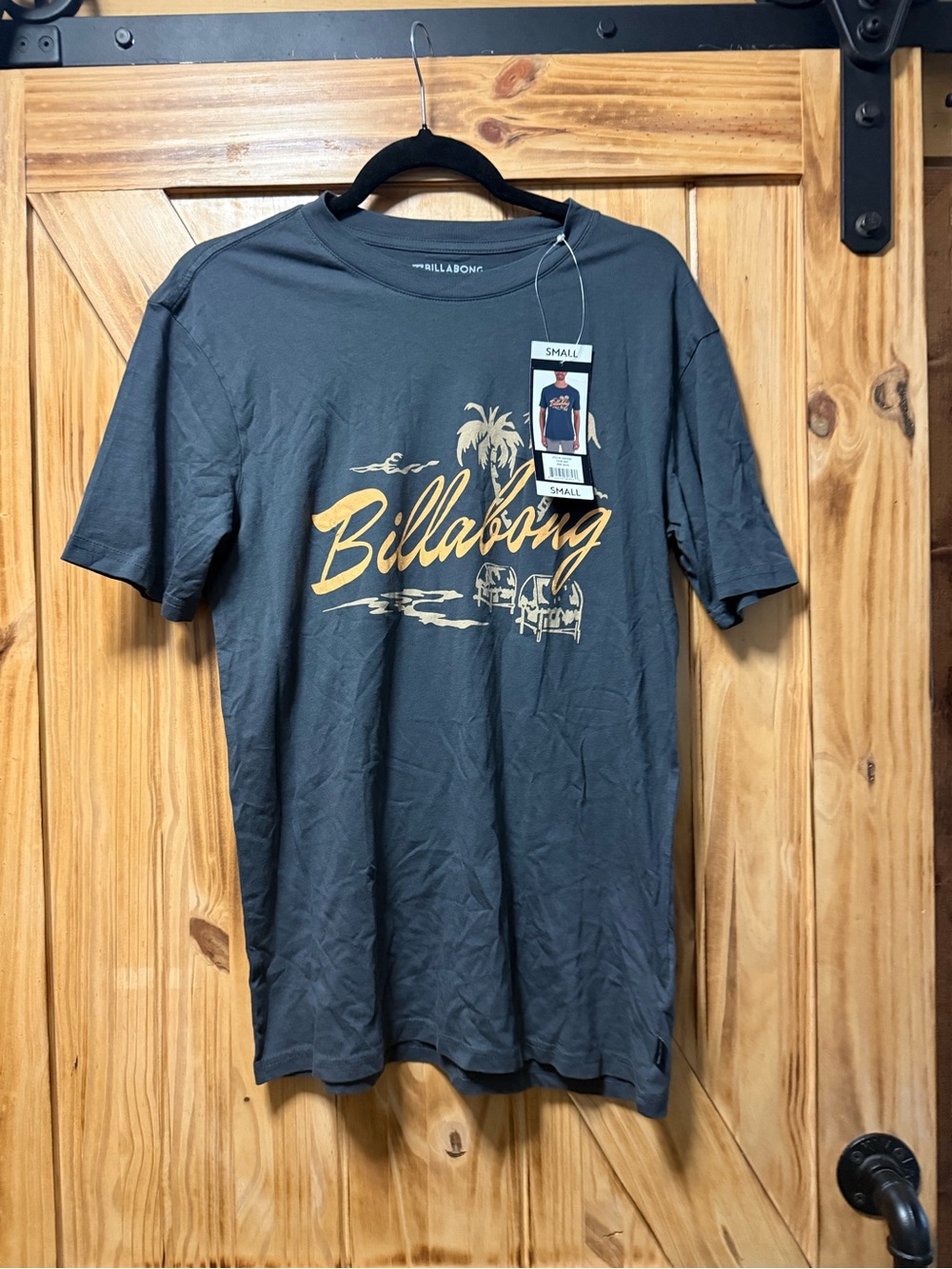 Billabong Charcoal Short-Sleeve Tee with Yellow Logo